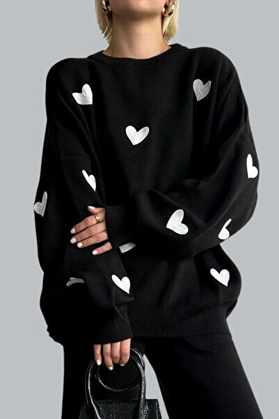 mefru طقم سترة نسائية منسوجة مكونة من قطعتين بتفاصيل قلب