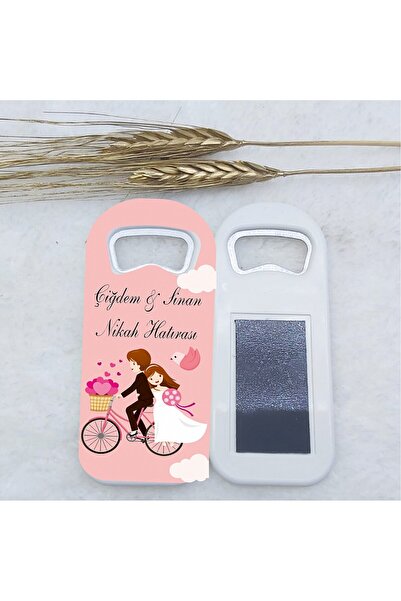 Hayaller Dükkanı 30 Adet Nikah Şekeri Pembe Bisikletli Uzun Açacak Magnet 4,5...