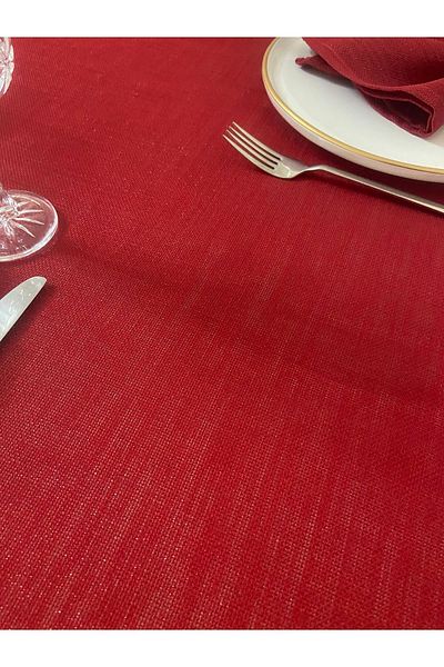 Zeren Home Red Glitter Carefree Oval Tablecloth