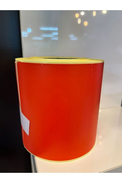 Taşkın Aksesuar 100x200mm Termal Etiket Kırmızı Renkli Koli Barkodu 10x20cm (...