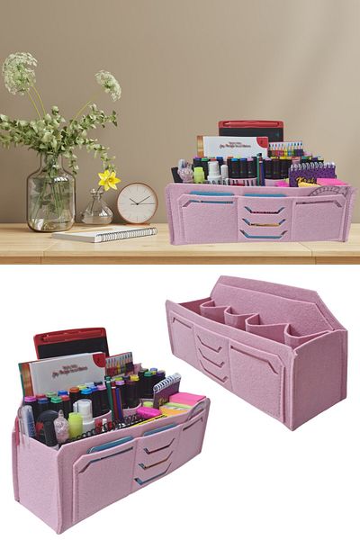 Next Craft Organizator pentru pix de birou de culoare roz - pâslă de 3 mm