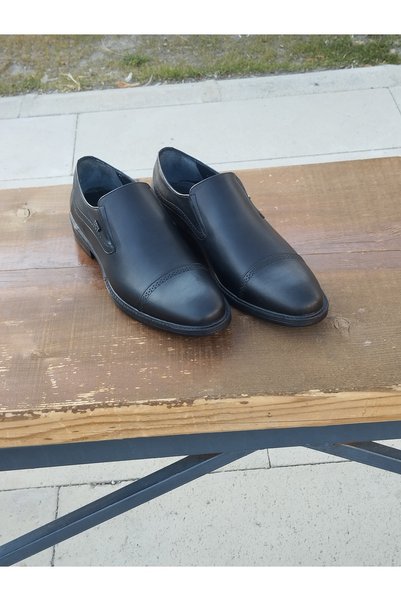 LİCCAS Men's Winter Shoes Genuine Leather Rubber and Non-Slip Sole Without Laces