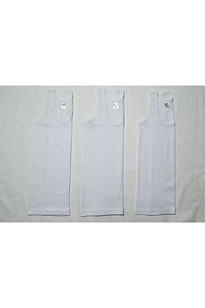 Şenay White 3-Piece Economic Pack for Boy - 100% Cotton Suspender Tank Top