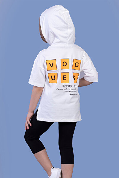 Toontoy Girl's Printed Hooded Kangaroo Pocket Tights Set