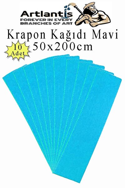 Artlantis Renkli Krapon Kağıdı 50x200 cm 10 Adet Renkli Grapon Kağıdı Okul Sı...