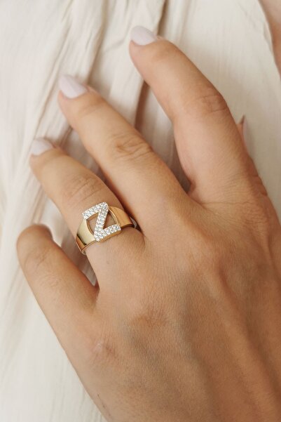 Rakof 925 Ayar Çift Sıralı Z Harfi Kadın Yüzük