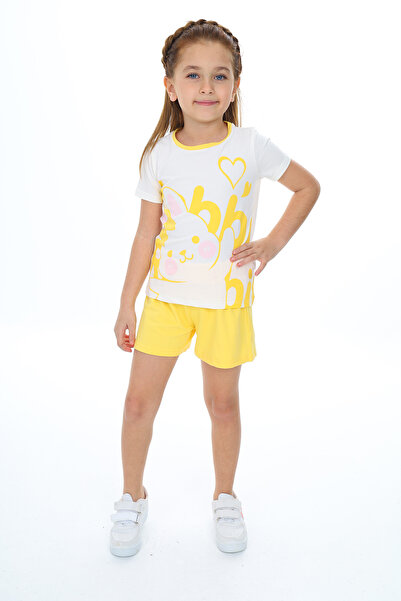 Toontoy Set pantaloni scurți cu secțiuni Iepure cu imprimeu pentru fetiță