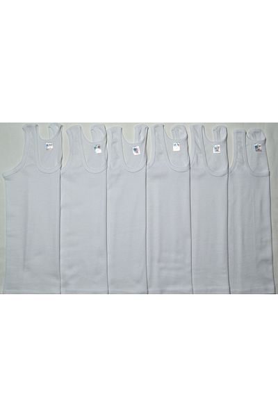 Şenay Pack of 6 White Cotton Boys' Hanging Undershirt