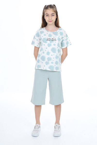 Toontoy Girl's Tie-Dye Patterned Printed Capri Suit