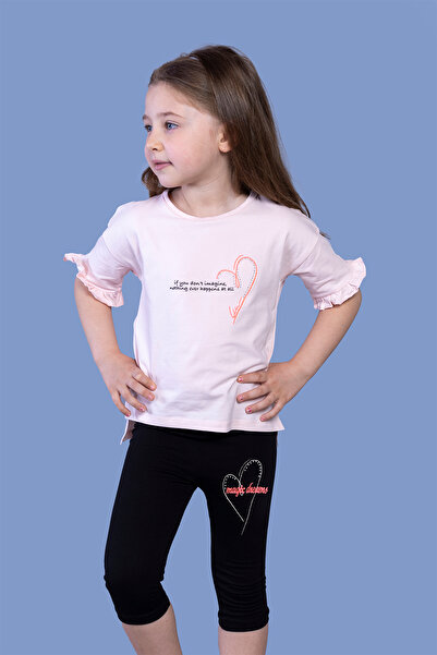 Toontoy Σετ κολάν με χαμηλό μανίκι B με τύπωμα B λεπτομέρεια με σούρες για κο...