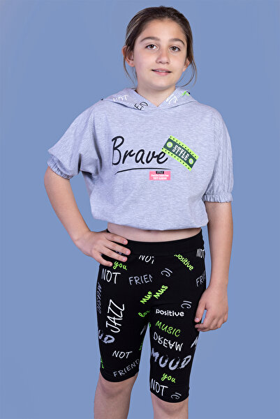 Toontoy Girl's Biker Tights Hooded Set