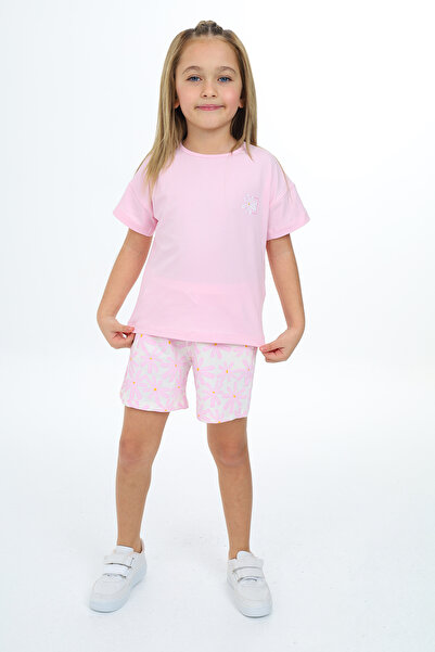 Toontoy Girl's Garni and Top Floral Printed Shorts Set