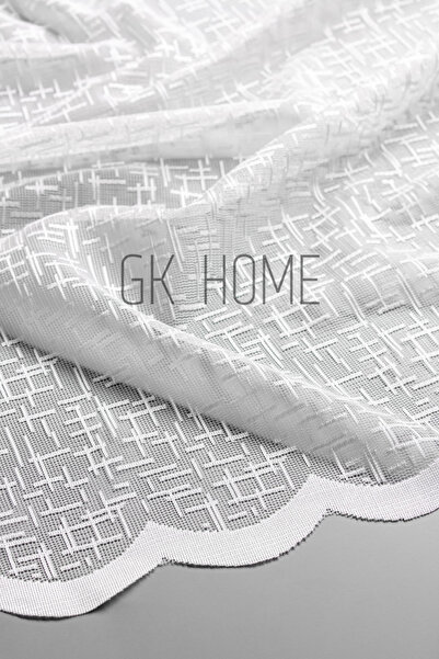 SAYDEMİR HOME Örme Çizgili Pötikare Desenli Tül Perde Çoçuk Odası ve Mutfak P...