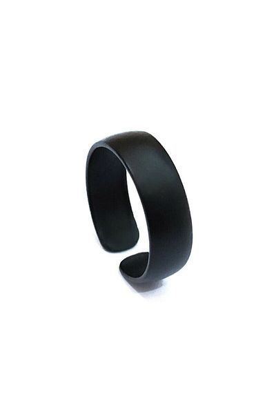 The Collection Matte Black Plain Wedding Ring Knight Adjustable Ring