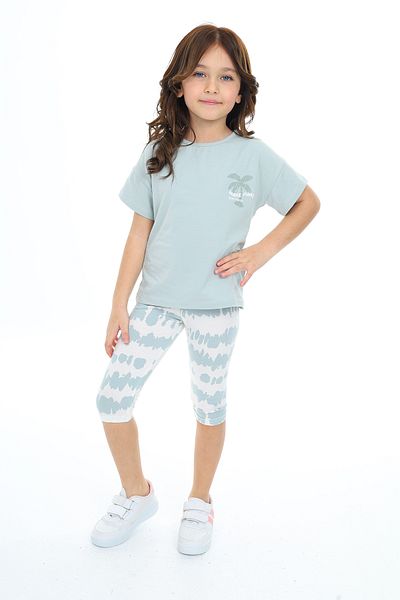 Toontoy Girl's Tie-Dye Pattern Have Fun Printed Capri Suit