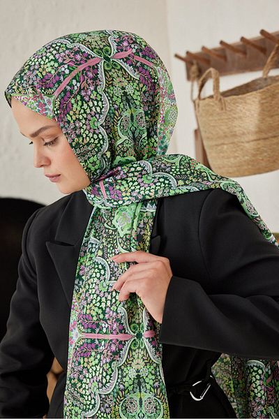 Modakaşmir Münhani Patterned Silky Shawl