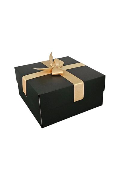 HEDİYEDİYE Black Gift Box - Empty with Gold Ribbon