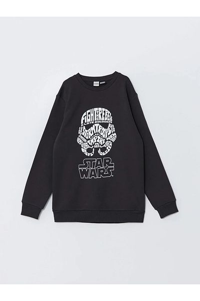 LC Waikiki Lcw Kids Anthracite Star Wars Printed Boys' Thick Sweatshirt