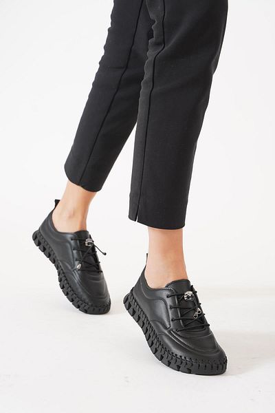 Moda Pie Valero Black Embroidered Genuine Leather Women's Shoes - Soft Skin