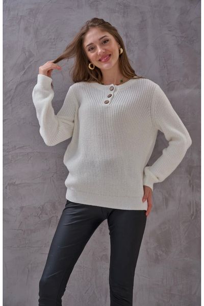 Dochas Pulover de iarnă moale, tricot cu nasturi, cu rever