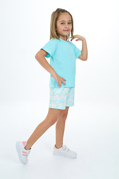 Toontoy Girl's Garni and Top Floral Printed Shorts Set