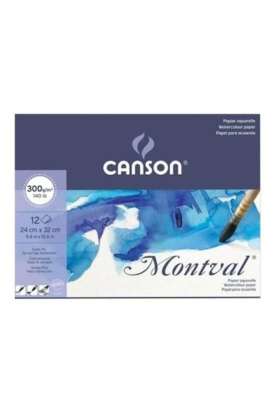 Canson مونتفال دفتر ألوان مائية 300 جرام 24x32 12 ورقة