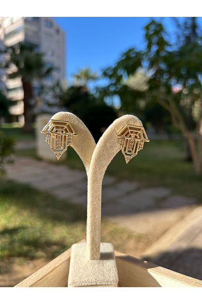 Moonjy Vip Steel Gold Leyla Taylan Knight Earrings (Pair)