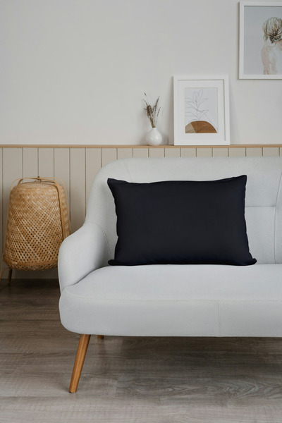 Shopyteks غطاء وسادة بسحاب أسود مقاس 50×70 سم (2 قطعة) | القطن |   مريح وناعم