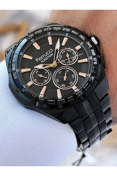 Ferrucci Functions Active 3 Atm Waterproof Steel Band Men Wrist Watch Fc03324Fm.4