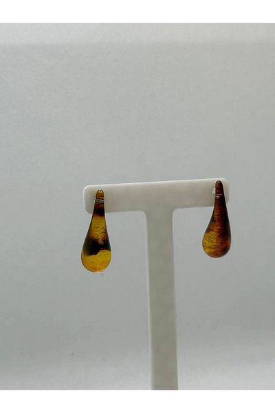 lysiaaccessory Leopard Pattern Long Drop Model Earrings