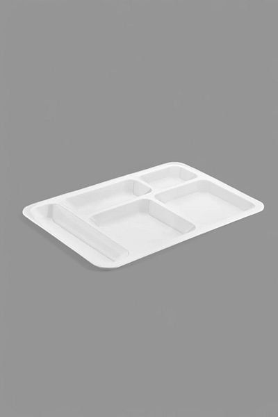 CocoVia Polycarbonate Unbreakable Dining Hall Serving Plate with Tabdot Compartment, 40X28 cm (1 Piece)