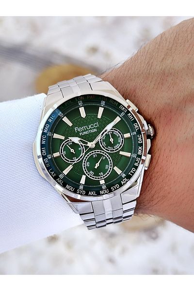 Ferrucci Functions Active 3 Atm Waterproof Steel Band Men Wrist Watch Fc03324Fm.2