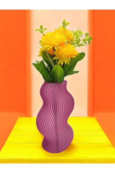 Maflen Wavy Striped Twist Nordic Style Special Design Decorative Vase Bioplastic Transparent Pink