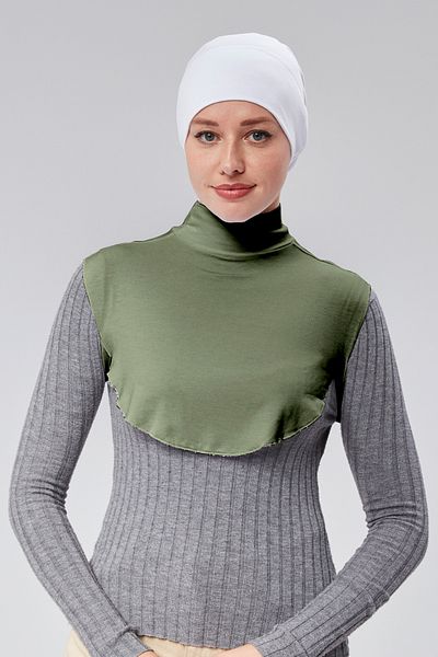 Sonbaharmoda Women &Apos; S Hijab Dress in Khaki - Combed Cotton with Half Throat and Bagel Neck Collar