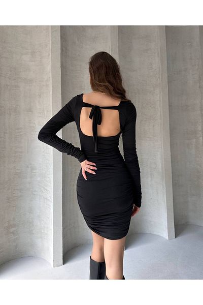 LB Laluna Butik Γυναικείο φόρεμα με ντραπέ με τετράγωνο λαιμό με χαμηλή πλάτη