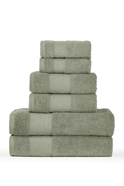 TEOHOMELİNENS طقم ستار جاكار مكون من 6 مناشف لليدين والوجه والحمام