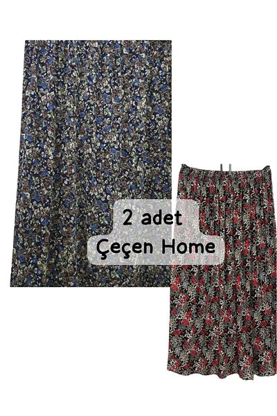 ÇEÇEN HOME Women's Mother's Elastic Waist Winter Patterned Piece Print Skirt