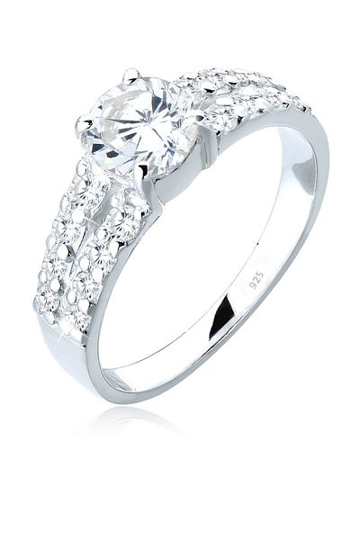 ELLI Ring Damen Verlobung Glänzend Mit Zirkonia Kristallen In 925 Sterling Silber