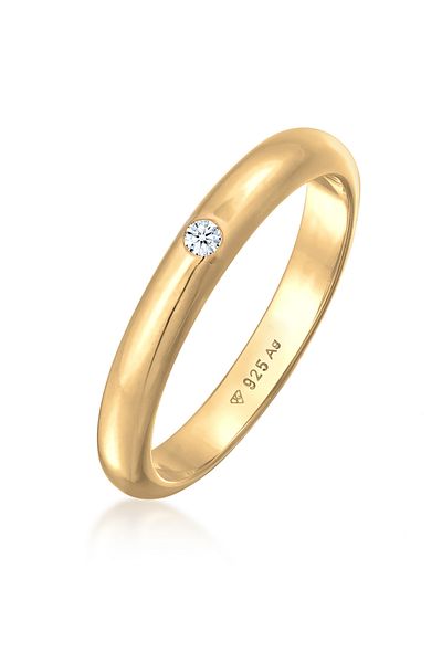 ELLI Dámský klasický solitaire diamantový prsten - 0,03 CT, stříbro 925