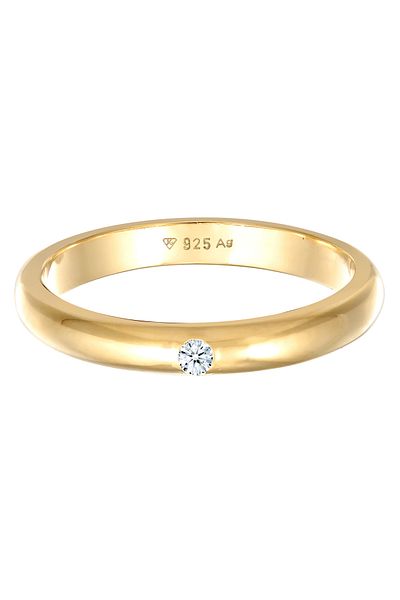 ELLI Dámský klasický solitaire diamantový prsten - 0,03 CT, stříbro 925