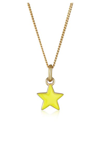 ELLI Halskette Kinderanhänger Stern mit Emaille gelb 925 Sterling Silber vergoldet