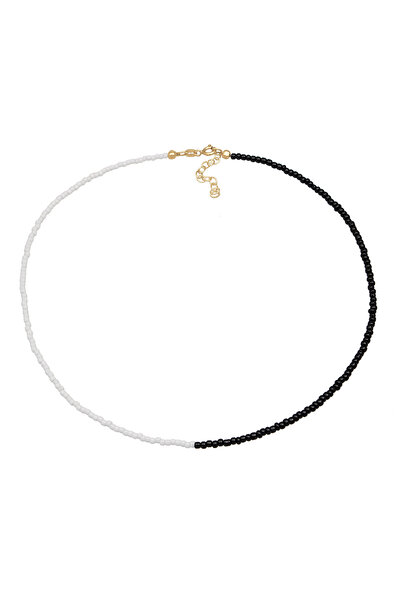 ELLI Dámský náhrdelník Choker ze skleněných korálků Ying Yang ze sterlingového stříbra 925, pozlacený