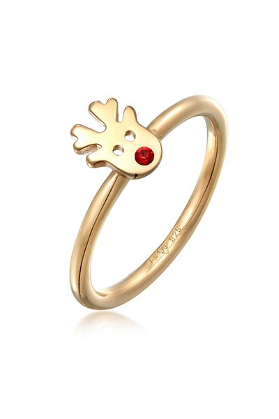 ELLI Damenring – Basic-Rentier, 925er-Sterlingsilber mit Weihnachtskristallen