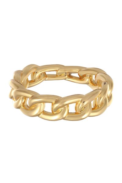 ELLI Ring Ladies Band Links Chain Look Trend Gold Coloured