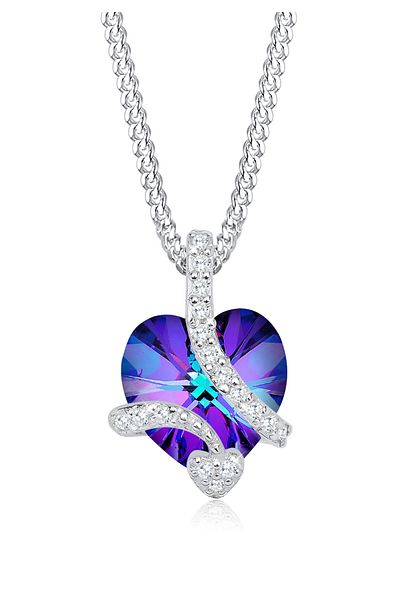 ELLI Halskette Herz Hellblaue Kristalle 925 Sterling Silber