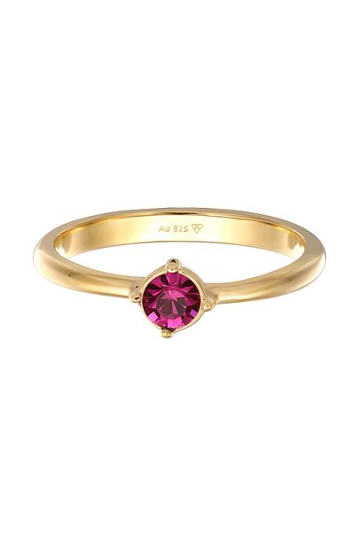 ELLI Ring Ladies Solitaire Classic With Crystal Red-pink In 925 Sterling Silver