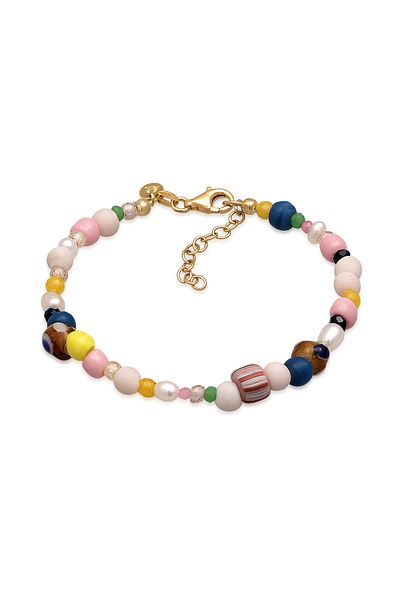ELLI Armband Damen Glasperlen Edelsteine Sommer mit Süßwasserzuchtperle in 925 Sterling Silber