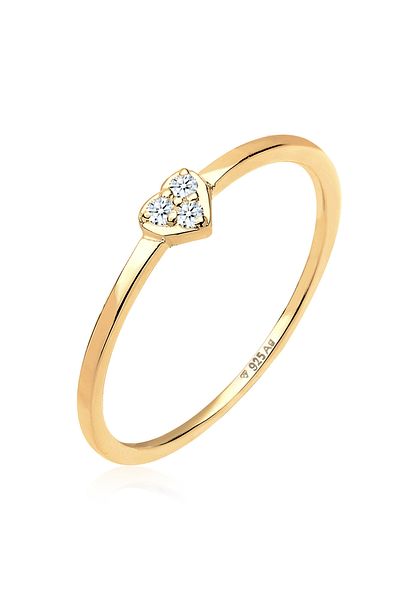 ELLI Ring Ladies Solitaire Heart Symbol With Diamond (0.04 CT.) In 925 Sterling Silver