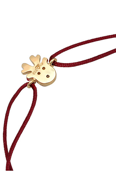 ELLI Bracelet Ladies Reindeer Pendant Christmas with Nylon Red in 925 sterling silver gold plated