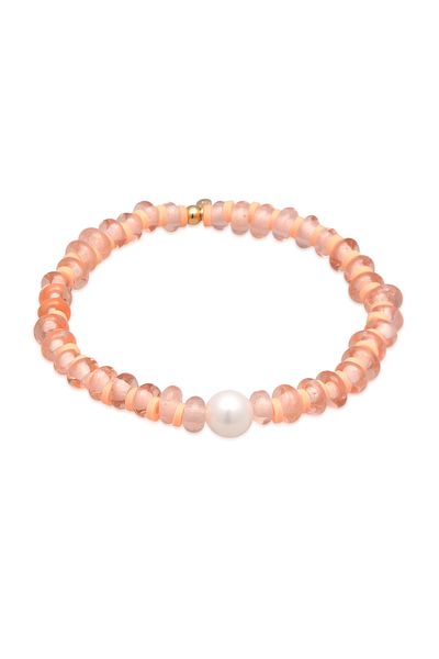 ELLI Armband Damen Glasperlen Heishi Scheibe und Muschelkern 925 Silber